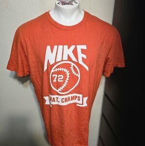 Nike Regular Fit Orange Baseball National Champions 72 Cotton T-Shirt Mens XL